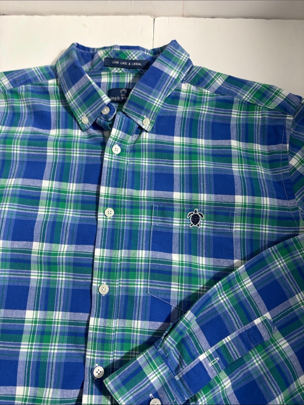 Simply Southern Live Like a Local Plaid Button Down Shirt Men’s